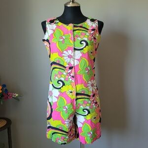 Handmade 1960s vintage zip Psychedelic romper